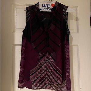 Vince Burgundy and Black Chevron Blouse